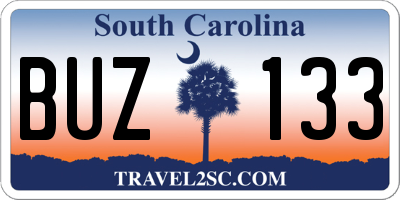 SC license plate BUZ133