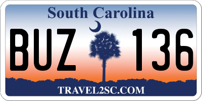 SC license plate BUZ136