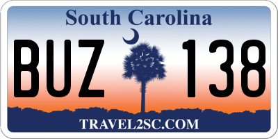 SC license plate BUZ138