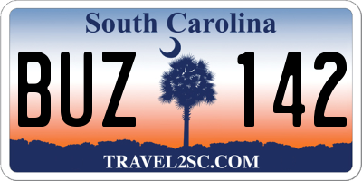 SC license plate BUZ142