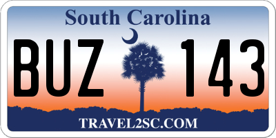 SC license plate BUZ143