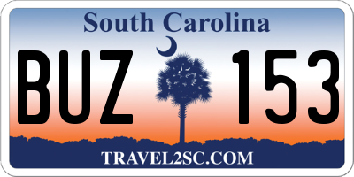 SC license plate BUZ153