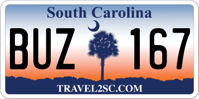 SC license plate BUZ167