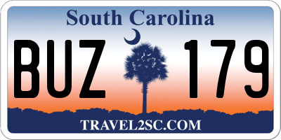SC license plate BUZ179