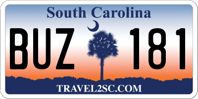 SC license plate BUZ181