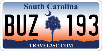 SC license plate BUZ193