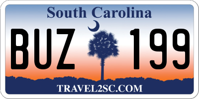 SC license plate BUZ199