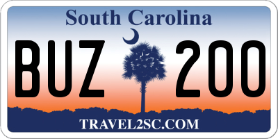 SC license plate BUZ200