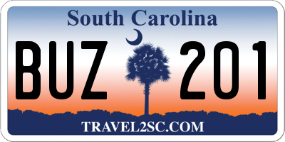 SC license plate BUZ201