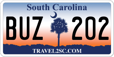 SC license plate BUZ202