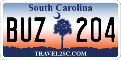 SC license plate BUZ204