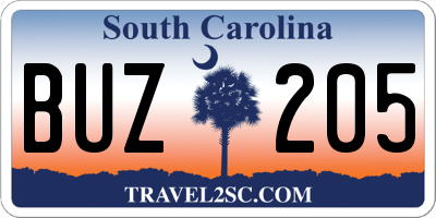 SC license plate BUZ205