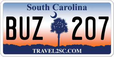 SC license plate BUZ207