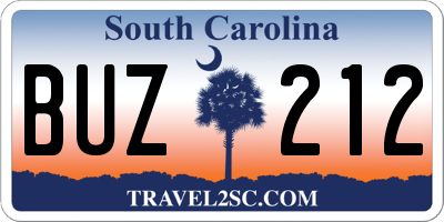 SC license plate BUZ212