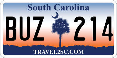 SC license plate BUZ214