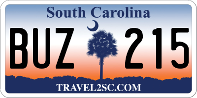 SC license plate BUZ215