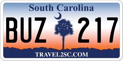 SC license plate BUZ217