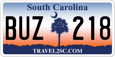 SC license plate BUZ218