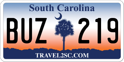 SC license plate BUZ219
