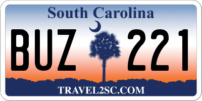 SC license plate BUZ221