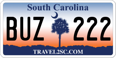 SC license plate BUZ222