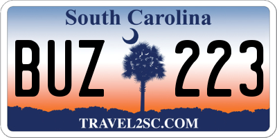 SC license plate BUZ223