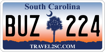SC license plate BUZ224