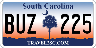 SC license plate BUZ225