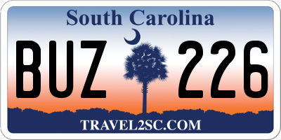 SC license plate BUZ226