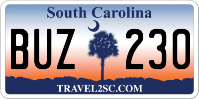 SC license plate BUZ230