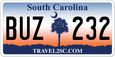 SC license plate BUZ232