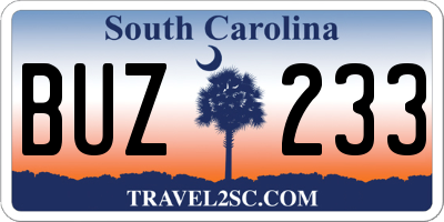 SC license plate BUZ233
