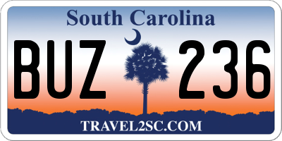 SC license plate BUZ236