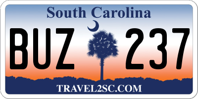 SC license plate BUZ237