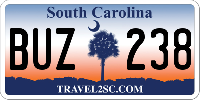 SC license plate BUZ238