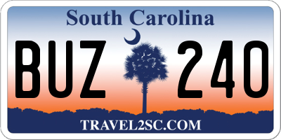 SC license plate BUZ240