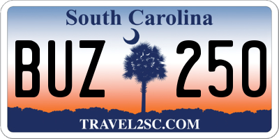 SC license plate BUZ250