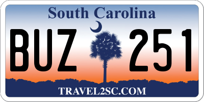 SC license plate BUZ251