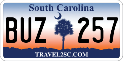 SC license plate BUZ257