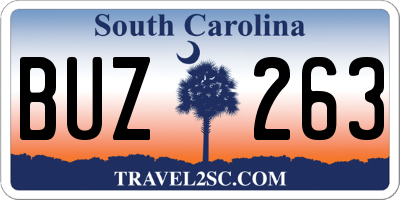 SC license plate BUZ263
