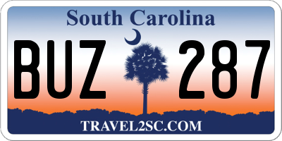SC license plate BUZ287