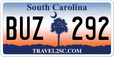 SC license plate BUZ292