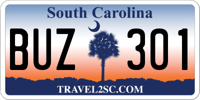 SC license plate BUZ301
