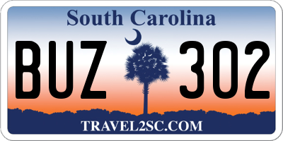 SC license plate BUZ302