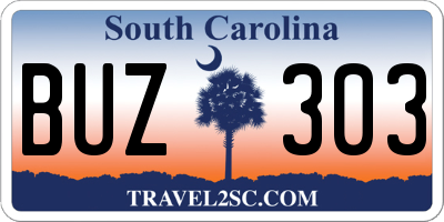 SC license plate BUZ303
