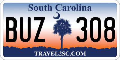 SC license plate BUZ308
