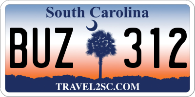 SC license plate BUZ312