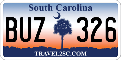 SC license plate BUZ326