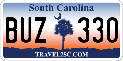 SC license plate BUZ330