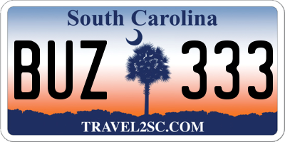 SC license plate BUZ333